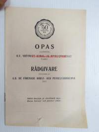 Opas - Laatineet - Oy Yhtyneet Harja- ja sivellintehtaat / Rådgivare utgiven av A.B. De Förenade Borst- och penselfabrikerna Turku / Åbo -harjojen ja