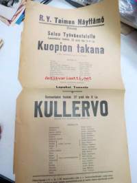 Raittiusyhdistys Taimen Näyttämö (Turku) Salon Työväentalolla Lauantaina toukok. 26 p:nä 1917 &quot;Kuopion takana&quot; 3-näytöksinen huvinäytelmä - lopuksi