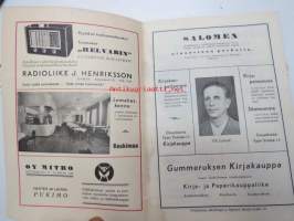 Jyväskylän Työväen Näyttämö 1938-39 &quot;Kunnian kauppiaat&quot; -näytelmä -käsiohjelma