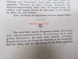 Der Spiritismus und sein Programm dargelegt von einem Deutschen -1880-luvun saksankielinen kirja tuolloin suuressa muodissa olleesta spritismistä, ohjeita sen