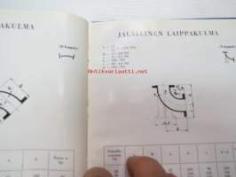 UPO paineputkiluettelo -talonrakennustoimintaan käytettyjen valurautaisten paineputkien ja niihin kuuluvien muotokappaleitten normit (kv. normien 1951 mukaan),