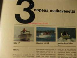 Purje ja Moottori 1970 / 7 sis mm, Värifilmit.Kolme nopeaa matkavenettä,Nik 17,Maritim 12 HT,Marino Daycruiser V-12.Peugeot 204 ja 304koeajossa.Mopo edestä