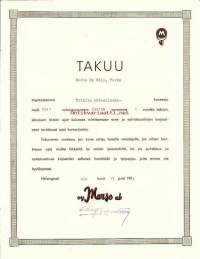 Totalia yhteenlaskukone m 2341 - 1 vuoden takuu 17.5.1955