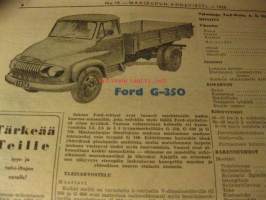 Maaseudun Koneviesti 1956 /18 sis mm.Traktori painuu peltoonmistä apu ?.Traktorikynnön suomenmestaruudesta kilpailtiinUlvilassa.Ford G-250