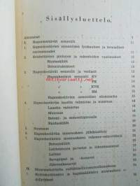 Erikoislaasteja ja -massoja - Haponkestävät sementit, Pretollin massat, Laattalaasti HS, taulukoita.