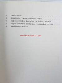 Erikoislaasteja ja -massoja - Haponkestävät sementit, Pretollin massat, Laattalaasti HS, taulukoita.