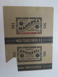 Hakattua Mahorkkaa - Vaasan Tupakkatehdas Oy / Hackad Mahorka - Wasa Tobaksfabrik Ab -etiketti