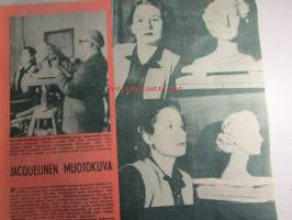 Viikkosanomat 1949 nr 3, sis. mm. seur. artikkelit / kuvat / mainokset; Nuori haukansilmä, Jää virtaa, Kamera on kiertänyt, Jacouelinen muotokuva, Kuurous ei