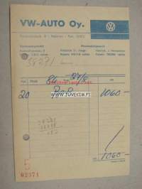 VW-Auto Oy Helsinki 195? -kuitti