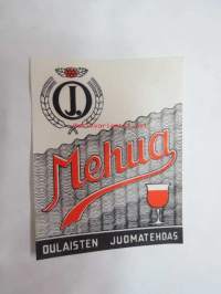 Mehua - Oulaisten Juomatehdas -virvoitusjuomaetiketti
