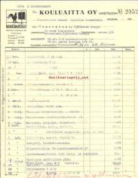 Kouluaitta Oy lähetyslista 1933  - firmalomake