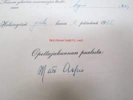 Posti- ja lennätinlaitos - Postikurssi - Todistus suoritetusta postitutkinnosta No IV18439 R.E.A. 5.12.1947