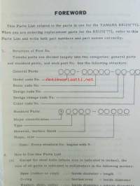 Yamaha parts list model RS125 (&#039;77)(type 2A0) for Europe - Varaosaluettelo