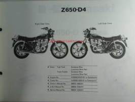 Kawasaki Z650-D for European market, motorcycle Parts Catalog -varaosaluettelo