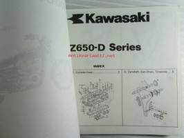 Kawasaki Z650-D for European market, motorcycle Parts Catalog -varaosaluettelo