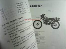 Kawasaki KE125-A7, For European Market, motorcycle Parts Catalog - varaosaluettelo