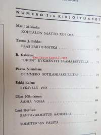 Kansa Taisteli 1961 nr 3: Matti Mikkola - Kohtalon saatto osa XIII - Tauno J. Pukka - eräs partiomatka, R. Kalervo - &quot;Ukon&quot; rykmentti Säämäjärvellä, Paavo