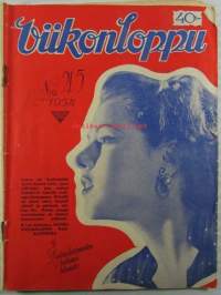 Viikonloppu 1954 nr 45, sis. mm. seur. artikkelit / kuvat / mainokset; Vapautettu kuoleman jälkeen, Laulajattaren ohdakkeinen tie kuuluisuuteen, Hänen