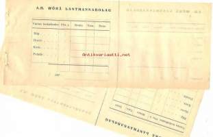 A.B Wörå Lantmannabolag / blanco kuitti: råg, havre, korn, potatis 192x