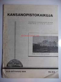 Kansanopistonkaikuja  1934 nr 8-9 - nykyinen raittiustilanne, valtakunnan raja, Lahden Kansankorkeakoulu