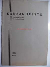 Kansanopisto  1936 nr 10- Svinhuvud 75 v, kansanopistojen opetussuunnittelu, oppilasmäärät kansanopistoissa