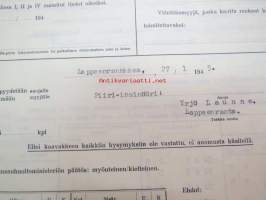 Autorenkaiden ostolupa-anomus / Kansanhuoltoministeriö Autotarviketoimistolle 23.1.1945, Federal vm. 1934 kuorma-auto malli 25.B.153-107 rek. nr V-865, auton