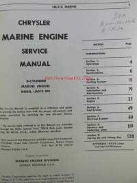 Chrysler Marine engine, Model LM 318 Service Manual (part no 81-770-9565) - Huolto-ohjekirja, katso kuvista sisältö tarkemmin.