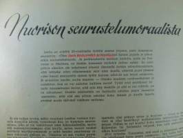 Eeva 1947 nr 4 huhtikuu, sis. mm. seur. artikkelit / kuvat / mainokset; Kannessa Eeva-Kaarina Volanen, Malabarin rannikolla, Kuukauden paras elokuva, Aistikasta