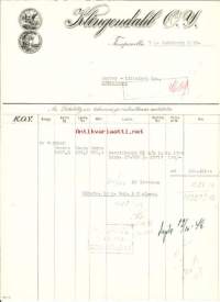 Klingendahl Oy Tampere 7.10.1948  - firmalomake