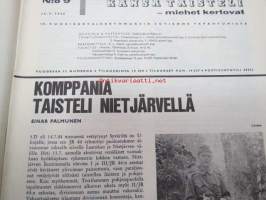 Kansa Taisteli 1966 nr 9 sis. seur. artikkelit; Einar Palmunen - Komppania taisteli Nietjärvellä, Vilho Manninen - Rajamies sotavankina 1. osa, Hjalmar Kovero -