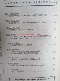 Kansa Taisteli 1966 nr 9 sis. seur. artikkelit; Einar Palmunen - Komppania taisteli Nietjärvellä, Vilho Manninen - Rajamies sotavankina 1. osa, Hjalmar Kovero -