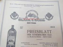 Polak &amp; Schwarz 1939 hajusteitten, kemikaalien, esanssien yms. tukkumyyjä -tuoteluettelo