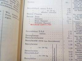 Polak &amp; Schwarz 1939 hajusteitten, kemikaalien, esanssien yms. tukkumyyjä -tuoteluettelo