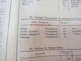 Polak &amp; Schwarz 1939 hajusteitten, kemikaalien, esanssien yms. tukkumyyjä -tuoteluettelo