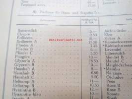 Polak &amp; Schwarz 1939 hajusteitten, kemikaalien, esanssien yms. tukkumyyjä -tuoteluettelo