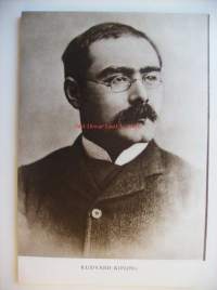 Rudyard Kipling  -  syväpaino kirjailijakuva 29x20 cm, kuvan takana tietoja kirjailijasta sekä tuotannosta