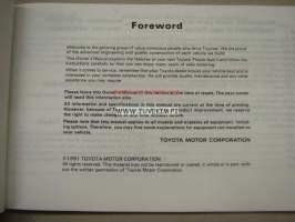 Toyota Camry owner´s manual -käyttöohjekirja englanniksi