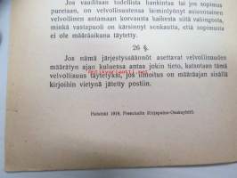 Helsingin Arvopaperipörssin järjestyssäännöt. Pörssikomitean vahvistamat  11.2.1919