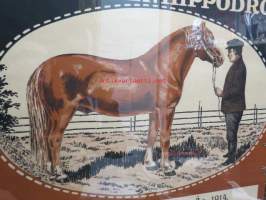 Hevosmyyjäiset Turun Hippodromilla 1914-1915 -kehystetty, alkuperäinen juliste