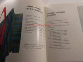 Kotiteollisuus 1975 nr 4, Ritva Karpio: Minne katosi lampetti?, kirjottujen peittojen sarja jatkuu, pusero- ja hamekankaita kansanomaisin poimintaraidoin, kouluissa