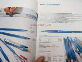 Staedtler Mars Design Group -kynien, tussien ja piirustusvälneiden kuvitettu luettelo