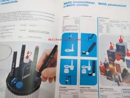 Staedtler Mars Design Group -kynien, tussien ja piirustusvälneiden kuvitettu luettelo
