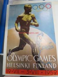 Olympia näkkileipä / Vaasan Höyrymylly Oy - kansio, jossa 14 kpl Olympiakisojen pienoisjulisteita, kansikuvissa Lasse Viren