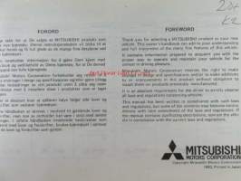 Mitsubishi L300 Owner&#039;s handbook / Instruksjonsbok - Omistajankäsikirja