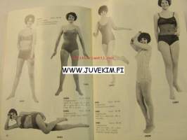 Suomen Trikoo hinnasto 1967 kevät -kuvallinen tuoteluettelo alusvaatteet, sukat, uima-asut ym.
