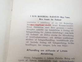 Bolagsordning för Littois Aktiebolag 1900 (Littoinen Oy) -yhtiöjärjestys