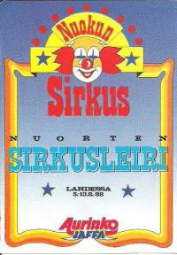 Nuokun Sirkus, nuorten sirkusleiri 1988 Lahti - sirkus mainospostikortti