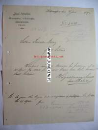 Alex Schalien Helsingfors/Helsinki 26.7.1890 -asiakirja