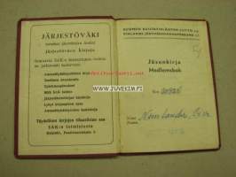 Suomen Rautatieläisten Liiitto ry -jäsenkirja Oiva Nemlander