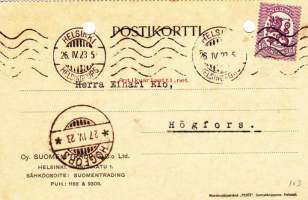 Oy Suomen Trading C:o Ltd, postikortti.  26.4.1923